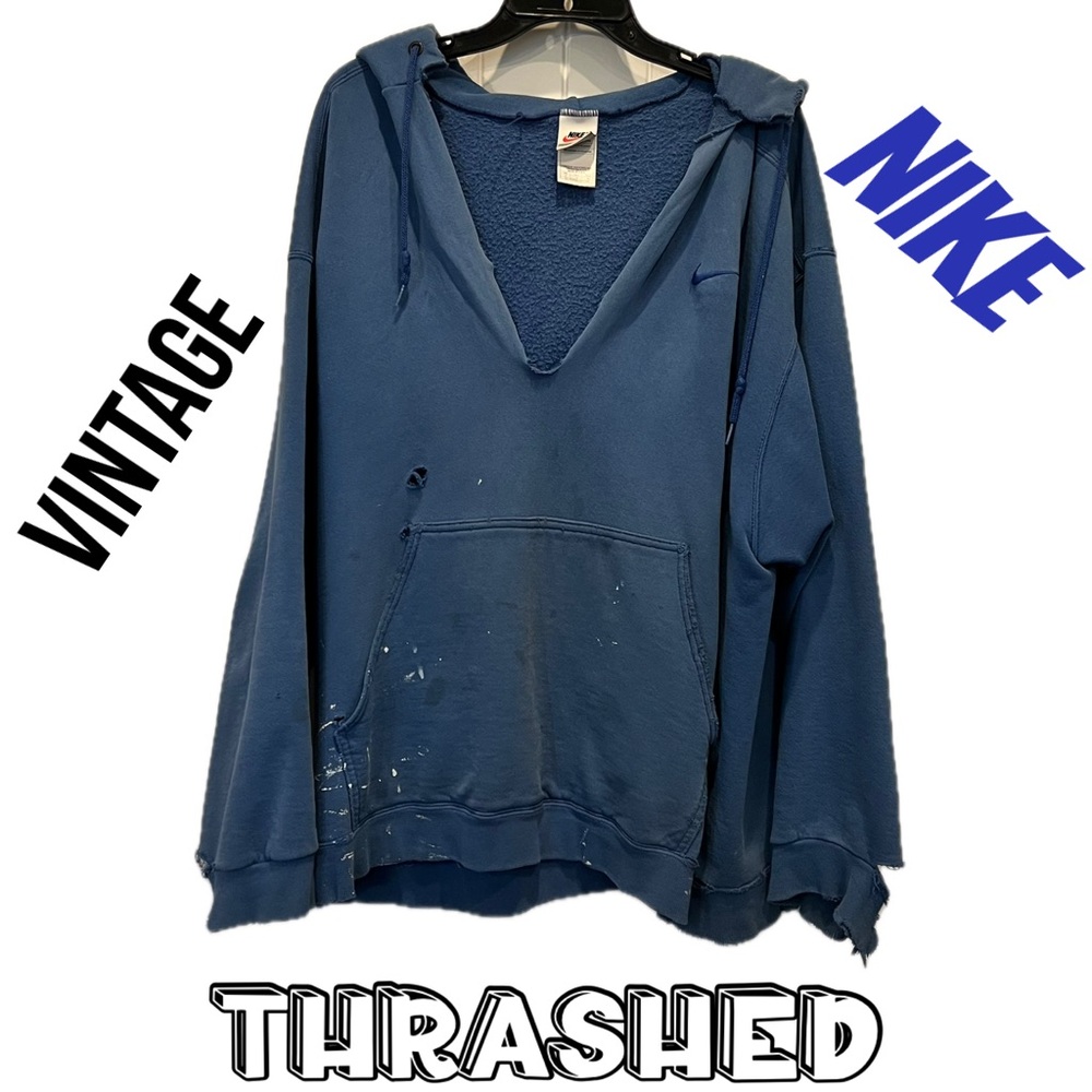 Nike Thrashed Vintage Blue Hoodie XL